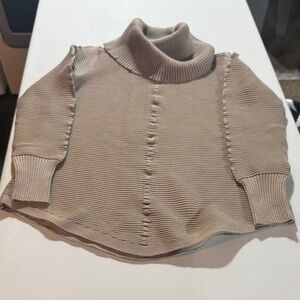 Cyrus Ribbed Cowl Neck Sweater - Beige